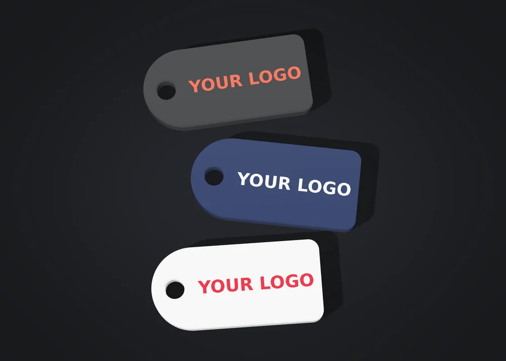Three can openers with the text YOUR LOGO in different colours